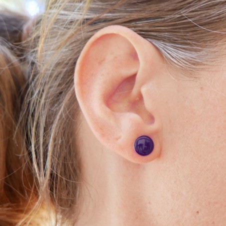 copy of Sterling silver minimalist earrings with purple resin NIJI 30,00 €