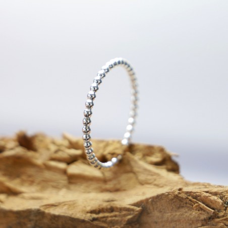 Bague empilable perlée en argent 925 minimaliste anneau