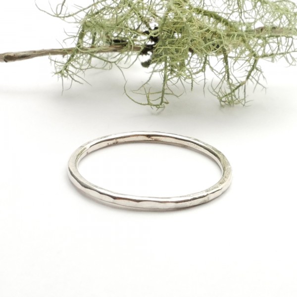 Minimalist sterling silver hammered ring handmade