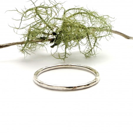 Minimalist stackable sterling silver hammered ring Home