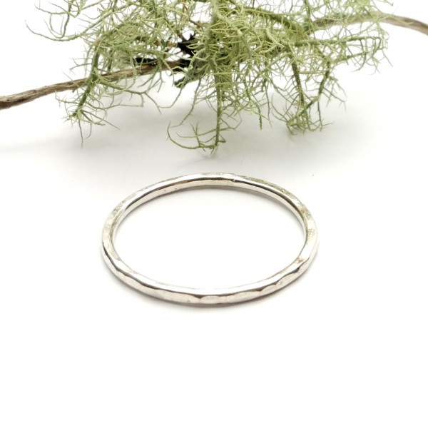 Stackable Minimalist sterling silver hammered ring handmade
