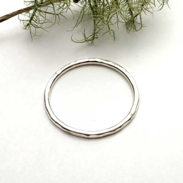 Minimalist handmade sterling silver hammered ring Home
