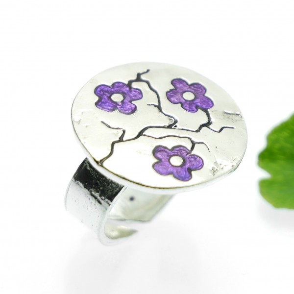 Violette Kirschblumen Sterling Silber verstellbarer Ring Kirschblumen 107,00 €