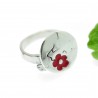 Bague créateur réglable Fleurs de Cerisier en argent massif et résine