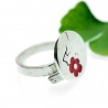 Petite bague Sakura réglable Fleurs de Cerisier en argent massif et résine