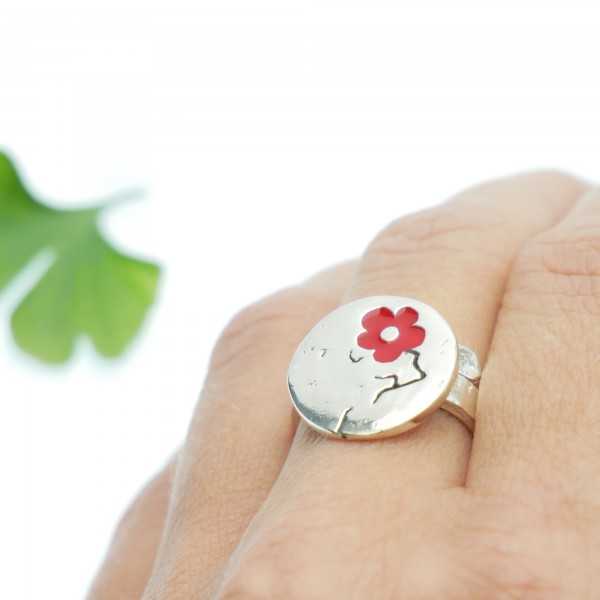 Red Cherry Blossom adjustable sterling silver ring Cherry Blossom 79,00 €