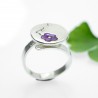 Bague pour femme ajustable Fleurs de Cerisier violette en argent 925 et résine
