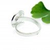 Bague ajustable Fleurs de Cerisier violette en argent 925 et résine artisanat français