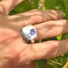 Bague ajustable Fleurs de Cerisier violette en argent 925 et résine Sakura