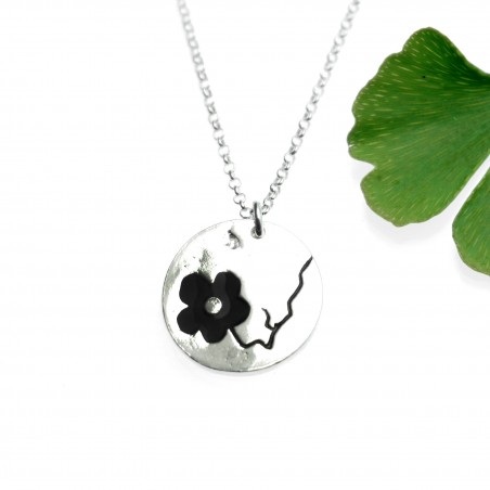 Sakura black flower necklace in 925/1000 silver made in FranceDesiree Schmidt Paris Cherry Blossom 57,00 €