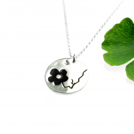 925 silver black flower necklace made in France Desiree Schmidt Paris Cherry Blossom 57,00 €