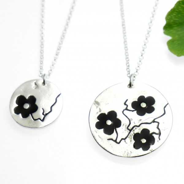 925/1000 silver black sakura pendant necklace made in France Desiree Schmidt Paris Cherry Blossom 57,00 €