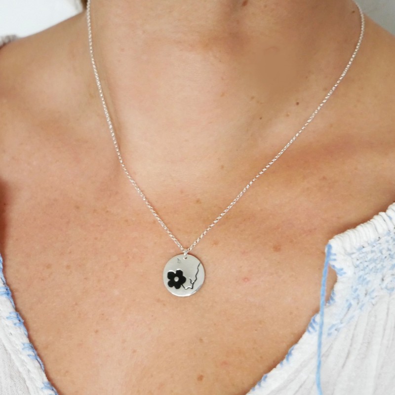 Kleine Sterling Silber Kirschblume schwarze Halskette Desiree Schmidt Paris Kirschblumen 57,00 €