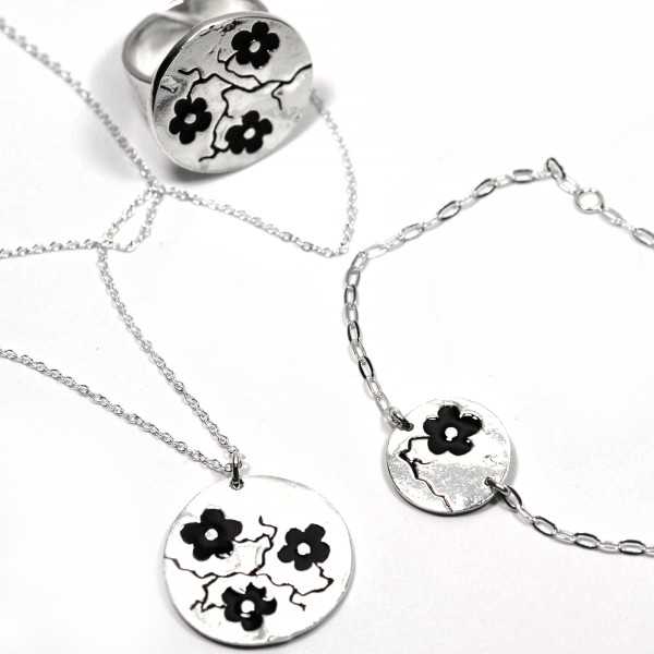 Black Sakura pendant on 925 silver chain made in France Desiree Schmidt Paris Cherry Blossom 57,00 €