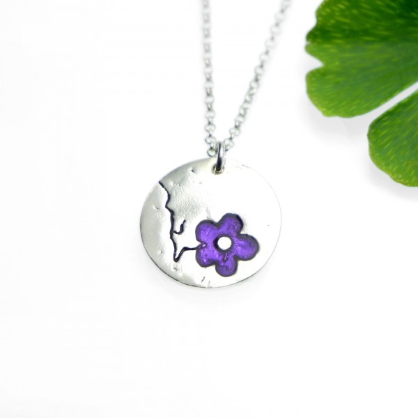 925 silver purple flower necklace made in France Desiree Schmidt Paris Cherry Blossom 57,00 €