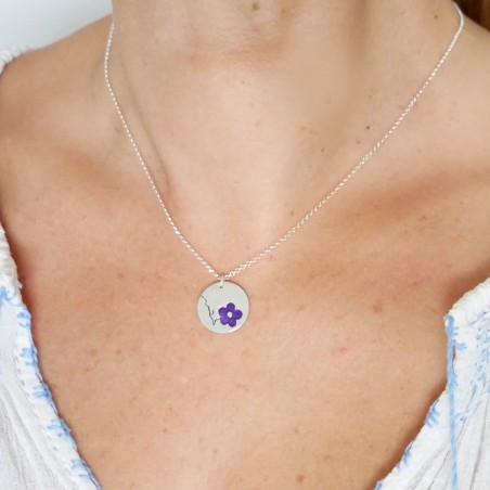 Cherry Blossom round necklace. Sterling silver and purple resin. Desiree Schmidt Paris Cherry Blossom 57,00 €