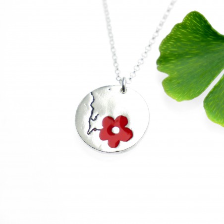 925 silver red flower necklace made in France Desiree Schmidt Paris Cherry Blossom 57,00 €