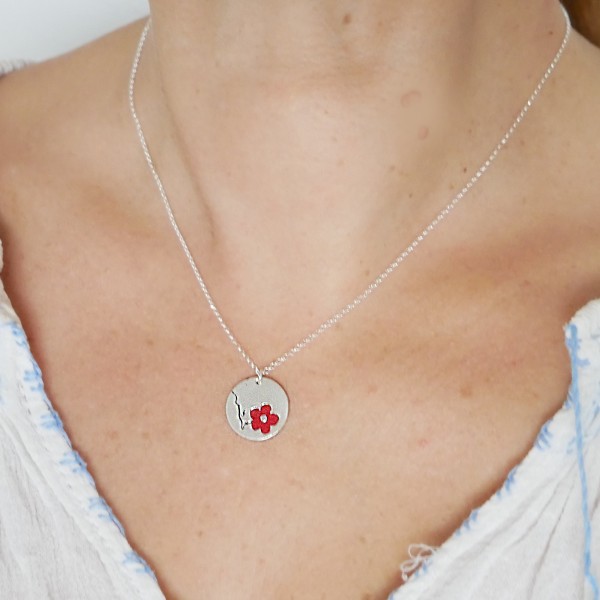 Cherry Blossom small round necklace. Sterling silver and resin. Desiree Schmidt Paris Cherry Blossom 57,00 €