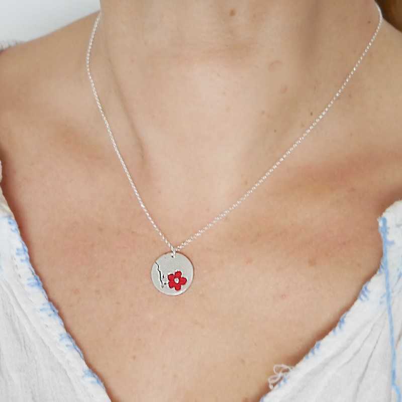 925er Silber rote Blumenhalskette aus Frankreich Desiree Schmidt Paris Kirschblumen 57,00 €