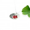 Collier fin fleur Sakura argent 925 fabriqué en France rouge Desiree Schmidt Paris Fleurs de Cerisier