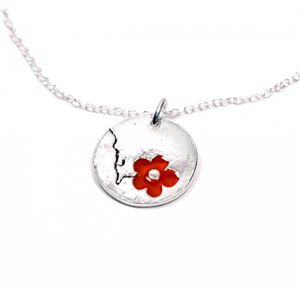 925/1000 silver red sakura pendant necklace made in France Desiree Schmidt Paris Cherry Blossom 57,00 €