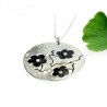 Collier fin fleur Sakura noire argent massif 925 fabriqué en France Desiree Schmidt Paris