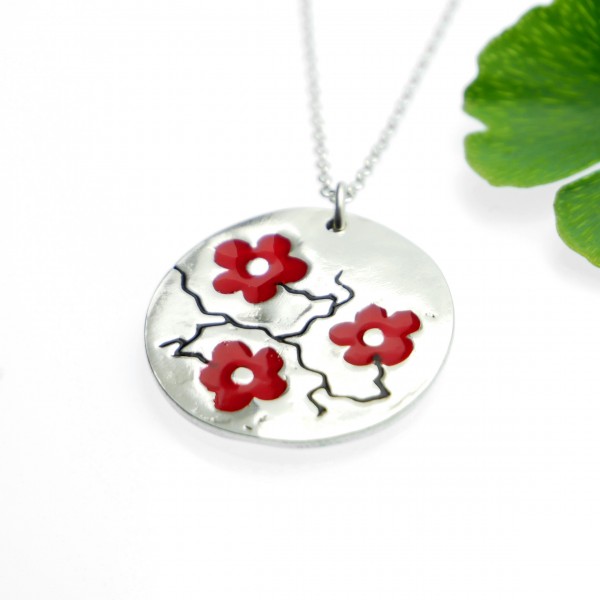 Red Sakura flower necklace in 925/1000 silver made in FranceDesiree Schmidt Paris Cherry Blossom 77,00 €