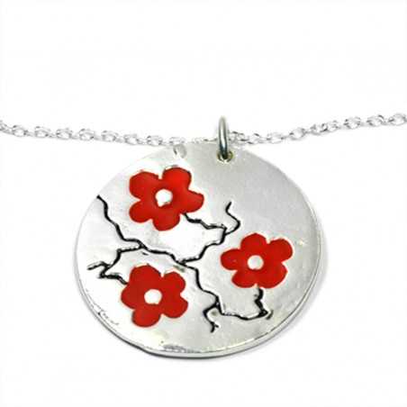 Pendant on 925/1000 silver red flower chain made in France Desiree Schmidt Paris Cherry Blossom 77,00 €