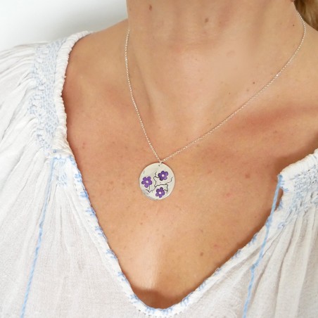 925 silver purple flower necklace made in France Desiree Schmidt Paris Cherry Blossom 77,00 €