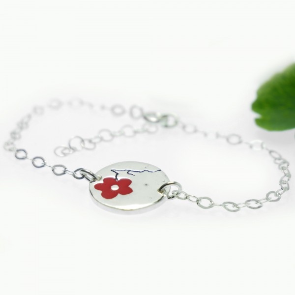 Bracelet rond Fleurs de Cerisier en argent massif et résine rouge Fleurs de Cerisier 57,00 €