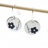 Boucles d'oreilles Fleurs de Cerisier noires en argent 925 made in France