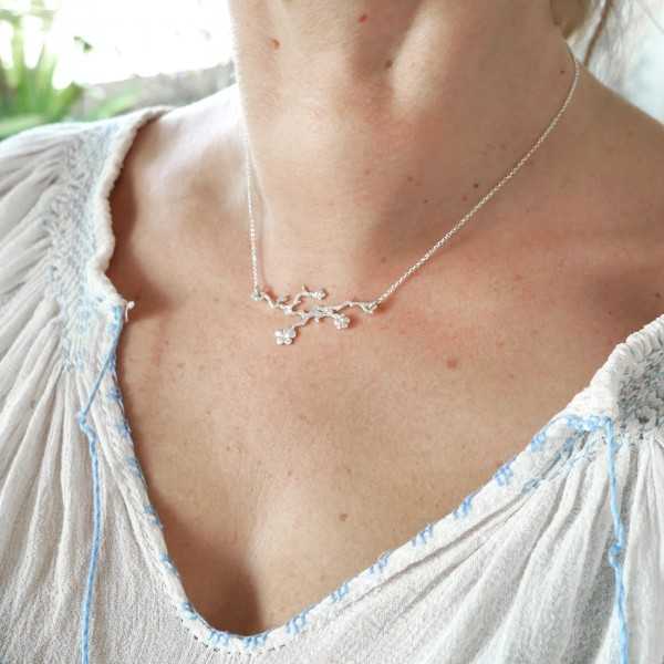Halskette für Frauen Silber 925 Blume made in France Prunus 77,00 €