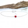 Poppy red glass bead bracelet, adjustable and minimalist in solid silver 925/1000 Desiree Schmidt Paris Home 23,00 €
