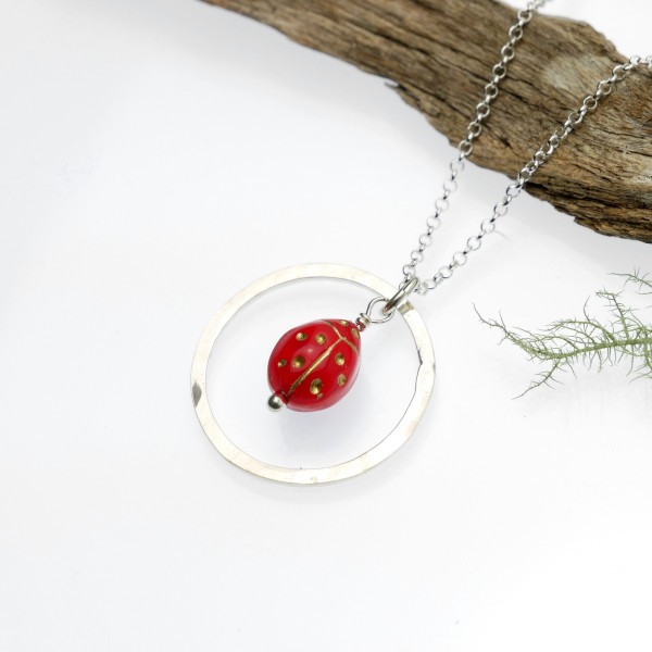 Red and gold ladybug necklace in sterling silver 925/1000 Desiree Schmidt Paris Home 35,00 €
