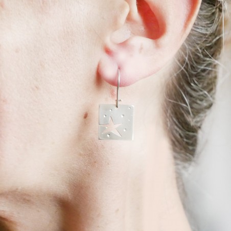 Boucles d'oreilles Etoile pendantes carrées en argent massif 925/1000 Etoile 75,00 €