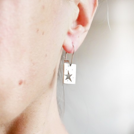 Boucles d'oreilles Etoile pendantes carrées en argent massif 925/1000 Etoile 75,00 €