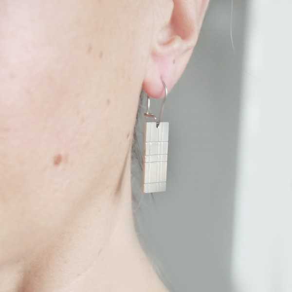 Boucles d'oreilles rectangulaires Kilt en argent 925 fabriquées en France