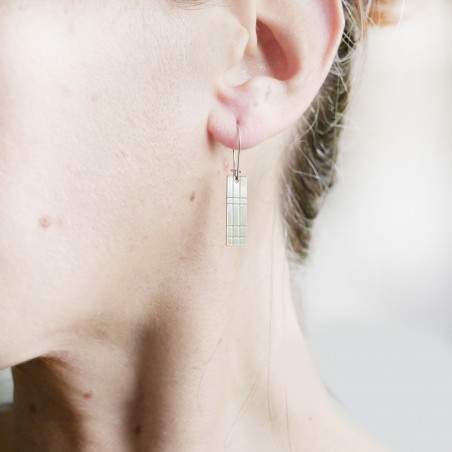 Petites boucles d'oreilles pendantes tendances rectangulaires Kilt en argent 925