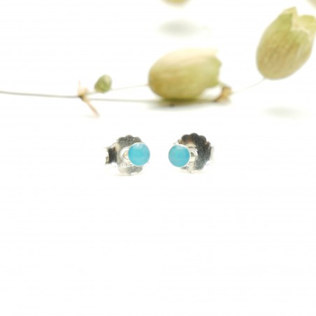 Minimalistische kleine Sterling Silber Ohrringe mit Lagune blaues Harz NIJI 17,00 €
