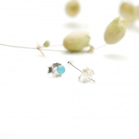 Boucles d'oreilles puces en argent massif 925/1000 et résine bleu lagon collection Niji NIJI 17,00 €