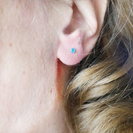 Boucles d'oreilles puces en argent massif 925/1000 et résine bleu lagon collection Niji NIJI 17,00 €