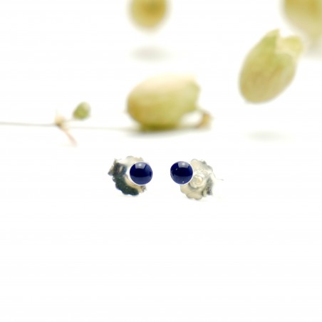 Boucles d'oreilles puces en argent massif 925/1000 et résine bleu marine collection Niji NIJI 17,00 €