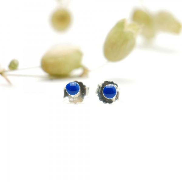 Boucles d'oreilles puces en argent massif 925/1000 et résine bleu pervenche collection Niji NIJI 17,00 €