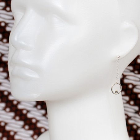 Boucles d'oreilles pendantes tendance étoile en argent 925 made in France
