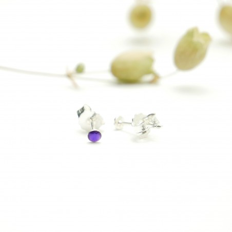 Boucles d'oreilles puces en argent massif 925/1000 et résine violette translucide collection Niji NIJI 17,00 €