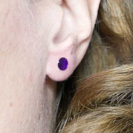 Boucles d'oreilles puces en argent massif 925/1000 et résine violette translucide collection Niji NIJI 25,00 €