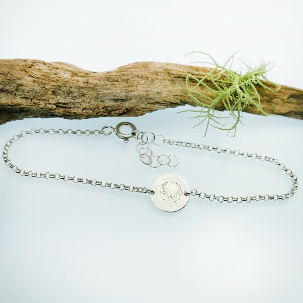 Sterling silver minimalist adjustable bracelet with skull Desiree Schmidt Paris Home 25,00 €