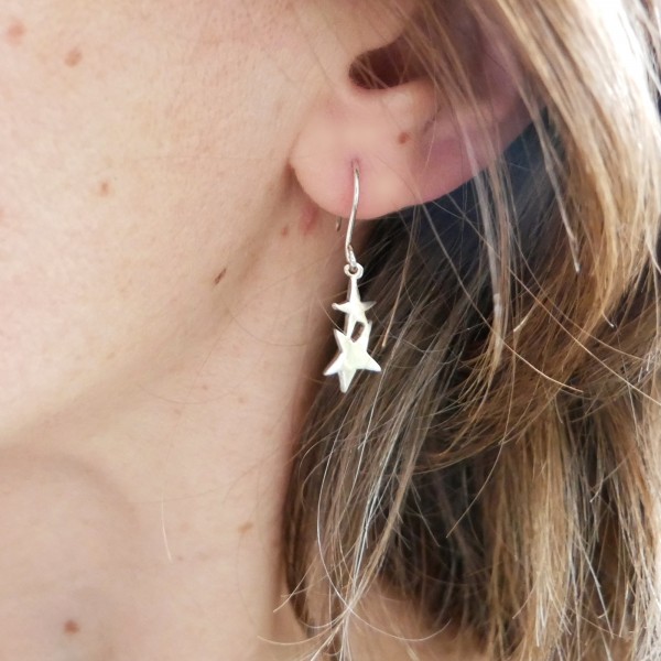 Boucles d'oreilles en argent 925 pendantes étoile minimalistes Sati