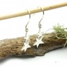 Boucles d'oreilles en argent massif 925/1000 pendantes étoile minimalistes, boucles d'oreilles femme argent étoile légère Ac...