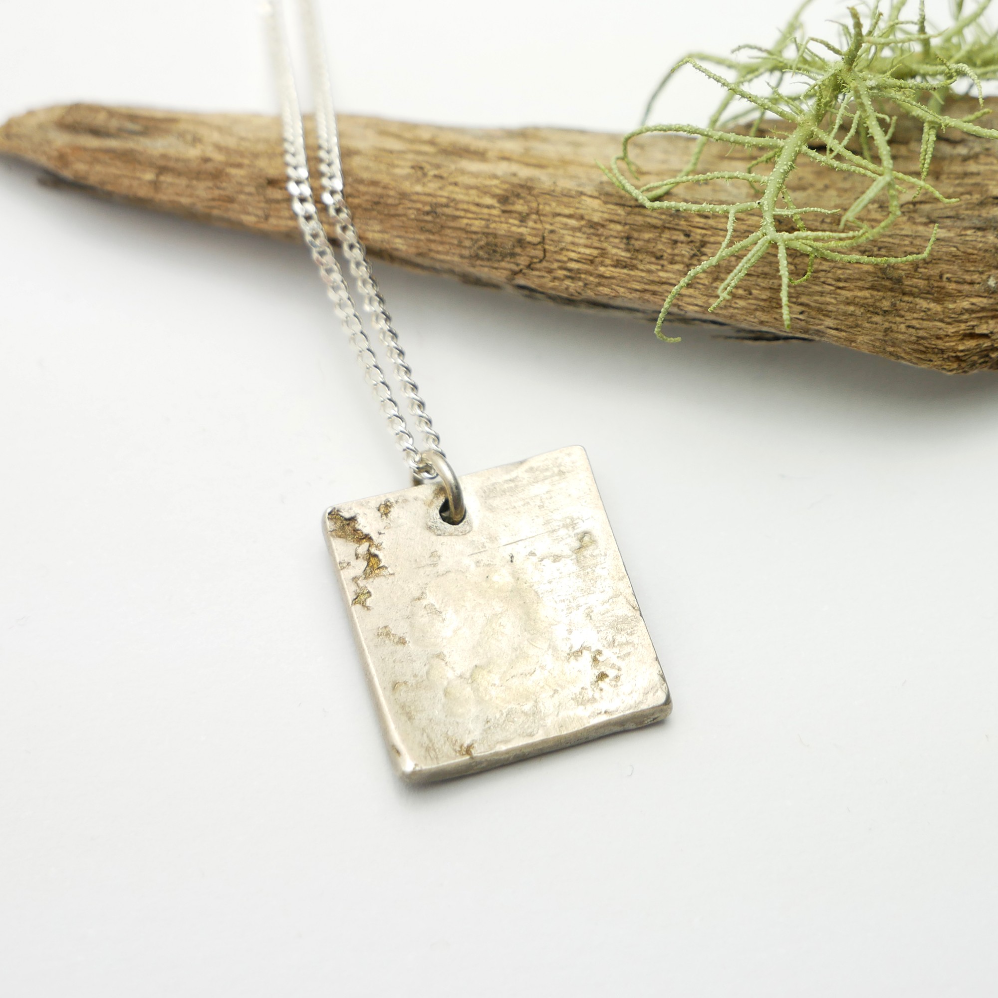 Pendentif Carré En Argent 925 - Grand Modèle Vintage, Idéal Pour Un Look élégant